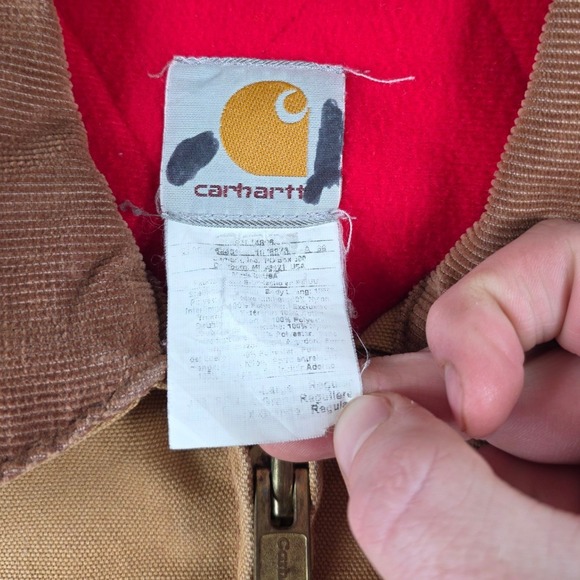 Vintage Carhartt J13 Santa Fe Mens XL Tan Beige Work Jacket Quilt Lined - Picture 4 of 13